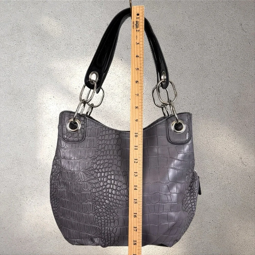Kathy Van Zeeland Y2k Monogram Hobo Bag Rhinestone Crest Heart Charm Purse
